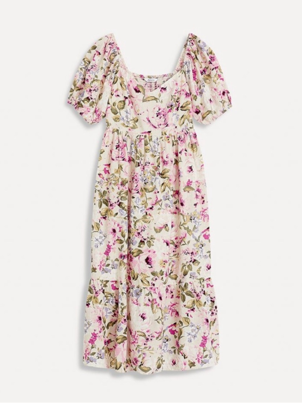 Birds Papaya X Reitmans Exclusive Collection — Floral Linen Midi Dress